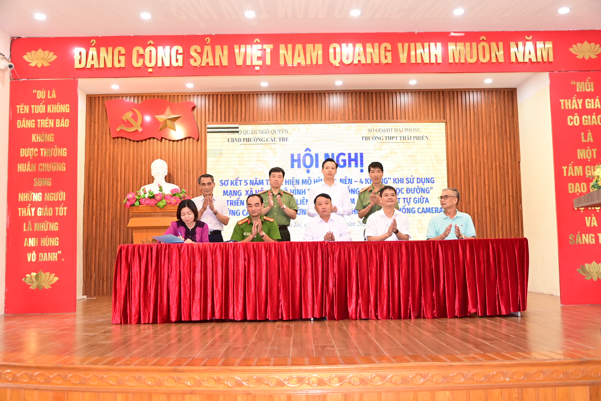 Triển khai xây dựng mô hình “Liên kết bảo đảm an ninh trật tự giữa phường Cầu Tre với trường THPT Thái Phiên qua hệ thống Camera”